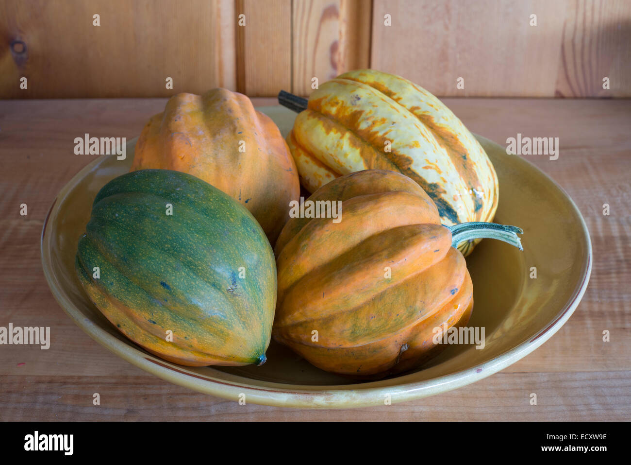 Bowl of acorn squash. Stock Photo