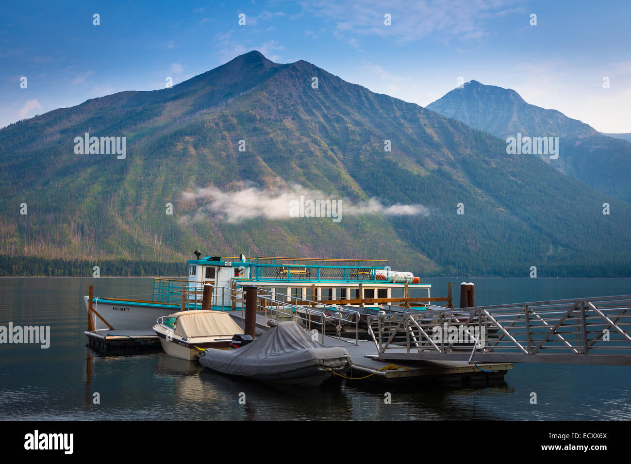 Lake McDonald is the largest lake in Glacier National Park, Montana Stock Photo