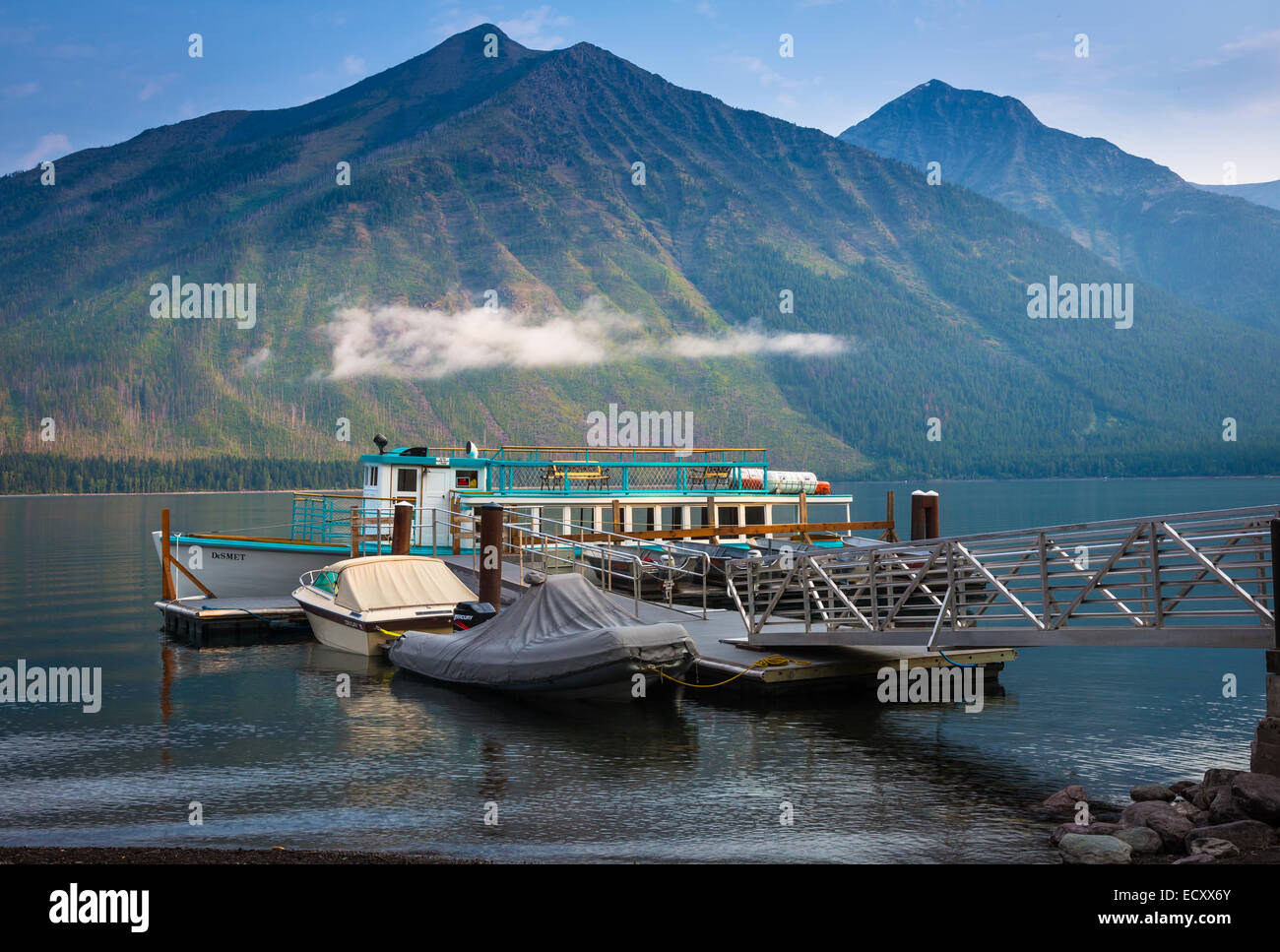 Lake McDonald is the largest lake in Glacier National Park, Montana Stock Photo