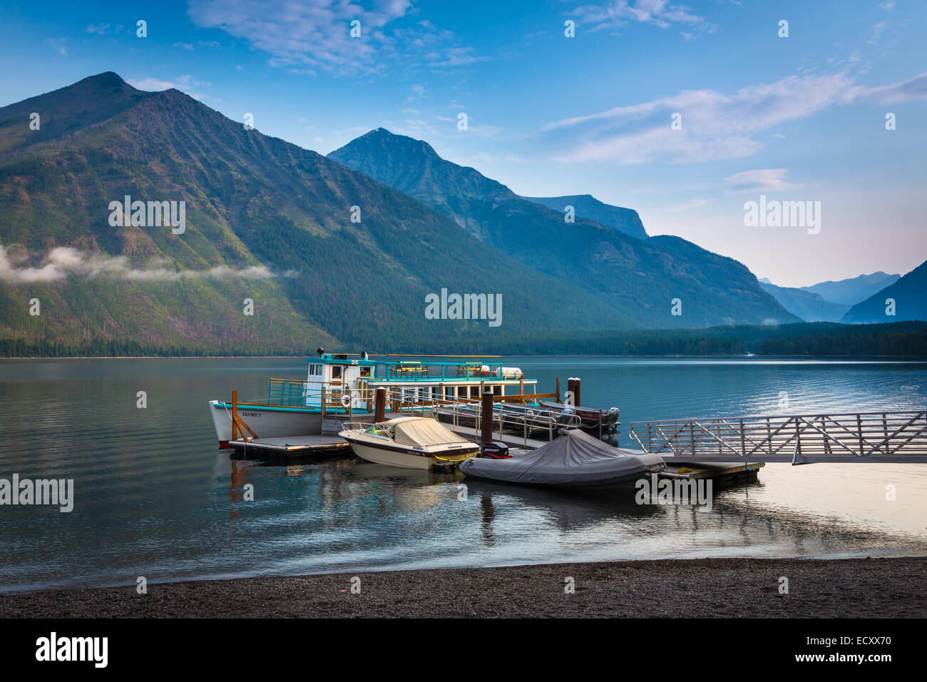 Lake McDonald is the largest lake in Glacier National Park, Montana Stock Photo