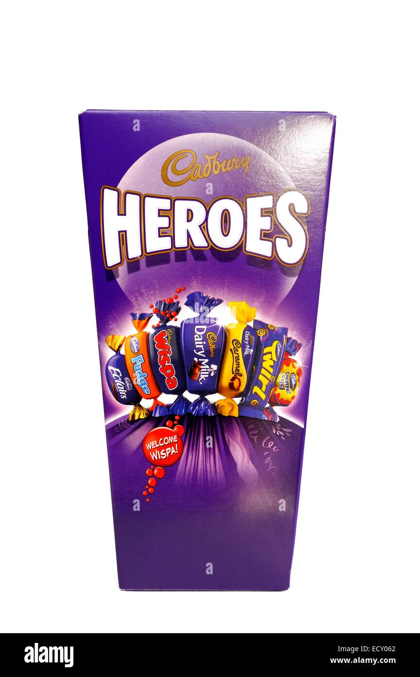 A box of cadburys heroes chocolates retail pack England UK Stock Photo