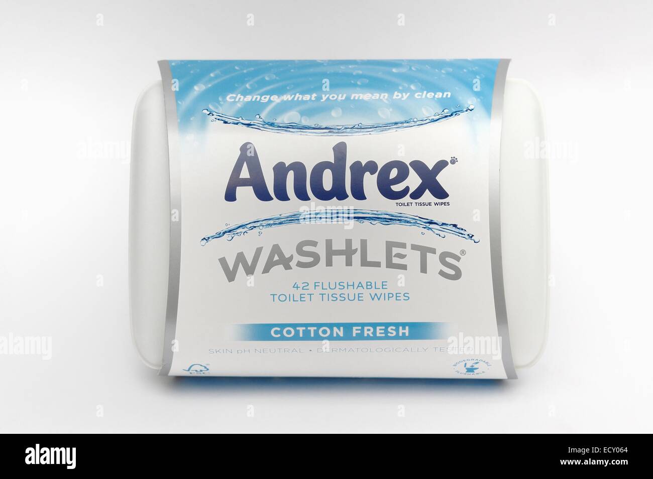 Andrex washlets flushable toilet tissue wipes Stock Photo