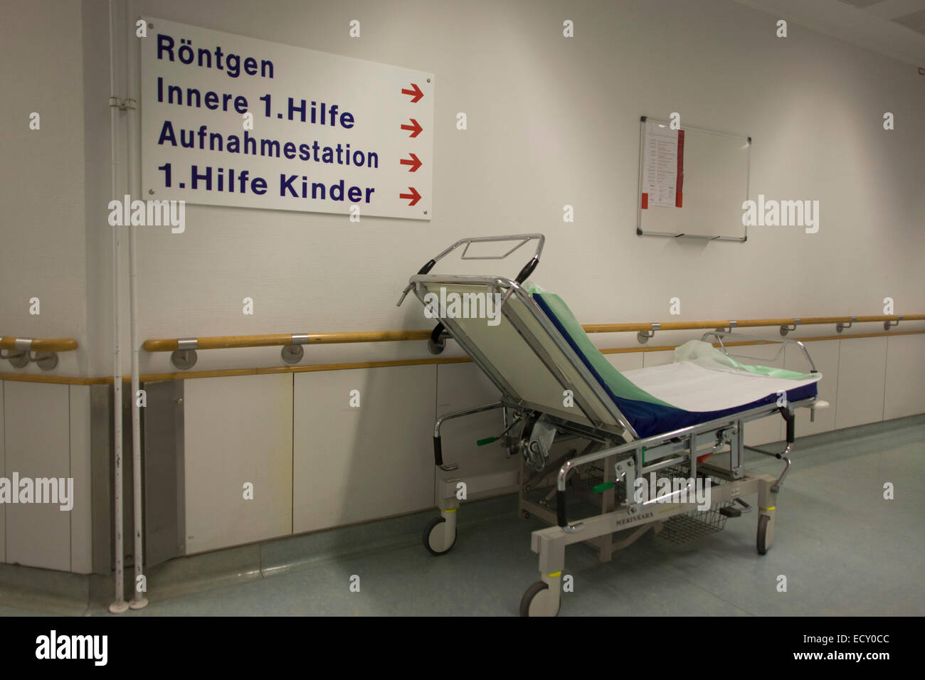 Corridor, Deutsches Rotes Kreuz (DRK - German Red Cross) Hospital, Berlin, Germany. Stock Photo