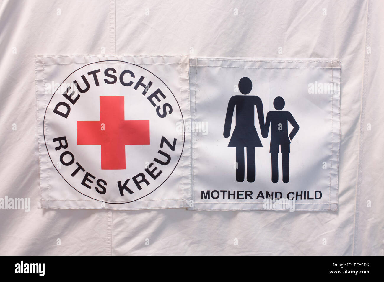 Tents in emergency supplies warehouse, Deutsches Rotes Kreuz (DRK - German Red Cross) at their logistics centre Stock Photo