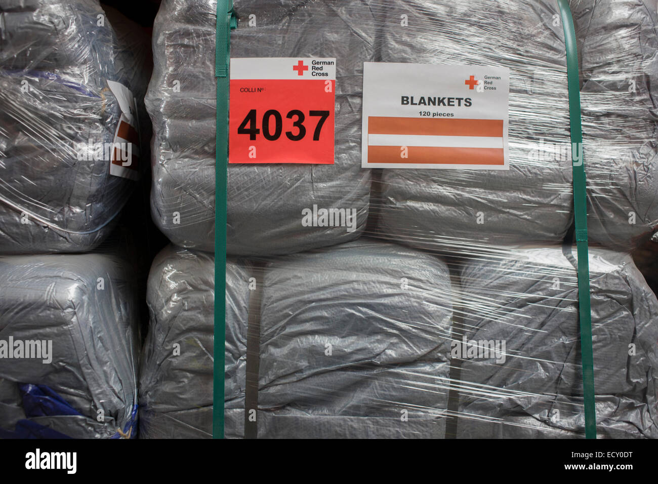 Blankets in emergency supplies warehouse, Deutsches Rotes Kreuz (DRK