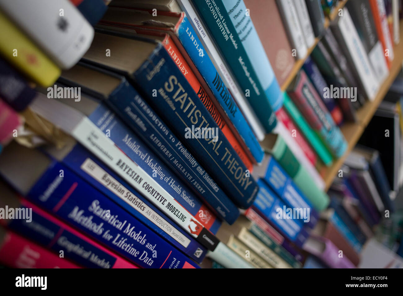 Text books about maths, probability and risk, belonging to mathematician and Risk guru, Professor David Spiegelhalter. Stock Photo