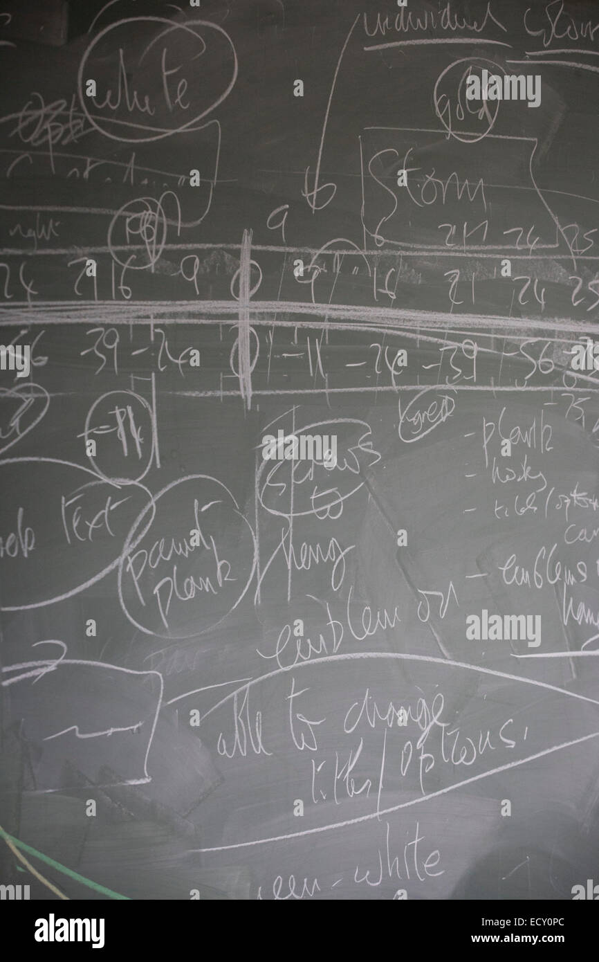 Blackboard workings belonging to mathematician and Risk guru, Professor David Spiegelhalter at the Centre for Mathematical Scien Stock Photo