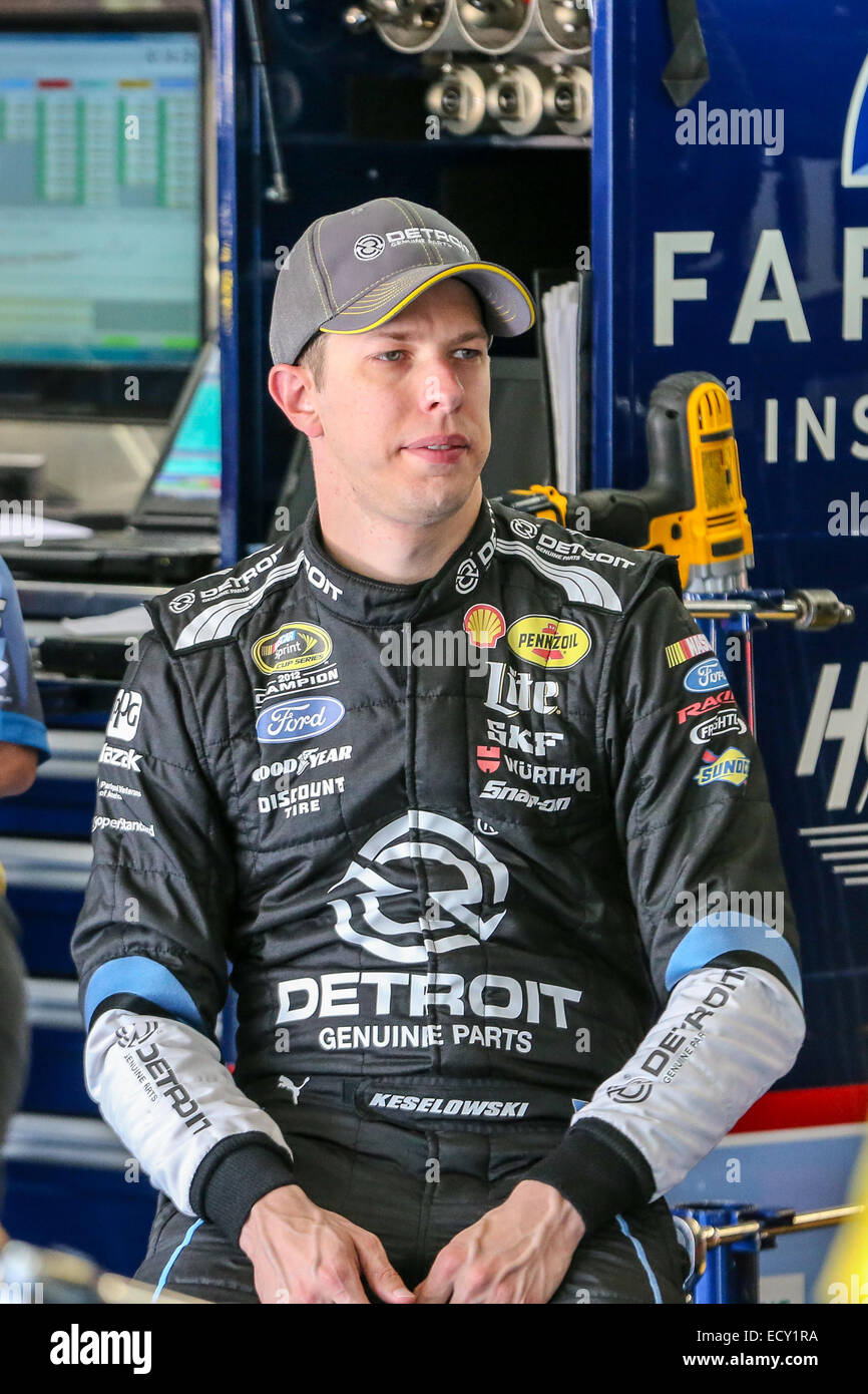 Concord, NC - Oct 9, 2014: Sprint Cup Series driver Brad Keselowski (2)  during practice and qualifying for the Bank of America 500 at Charlotte Motor Speedway in Concord, NC. Stock Photo