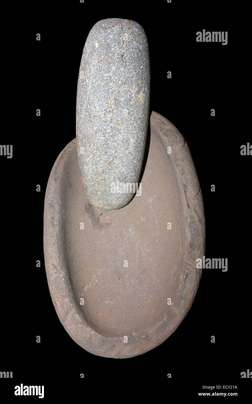 Mayan Pestle And Mortar, Belize Private Collection Stock Photo