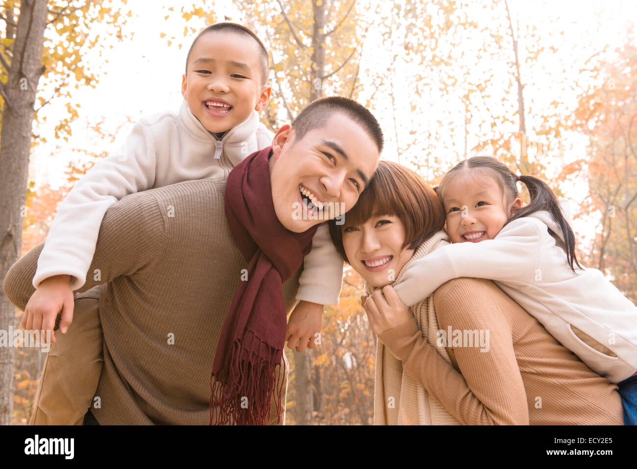 Family with two children at park Stock Photo
