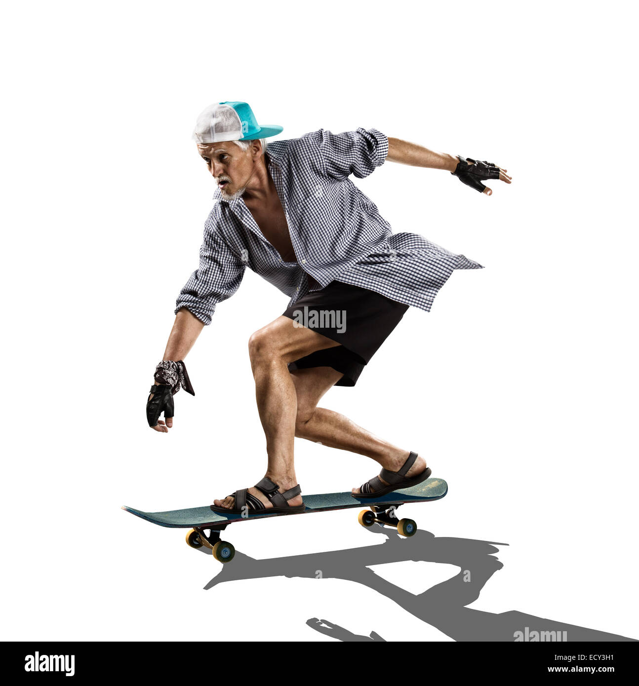 The isolated old man skater Stock Photo - Alamy