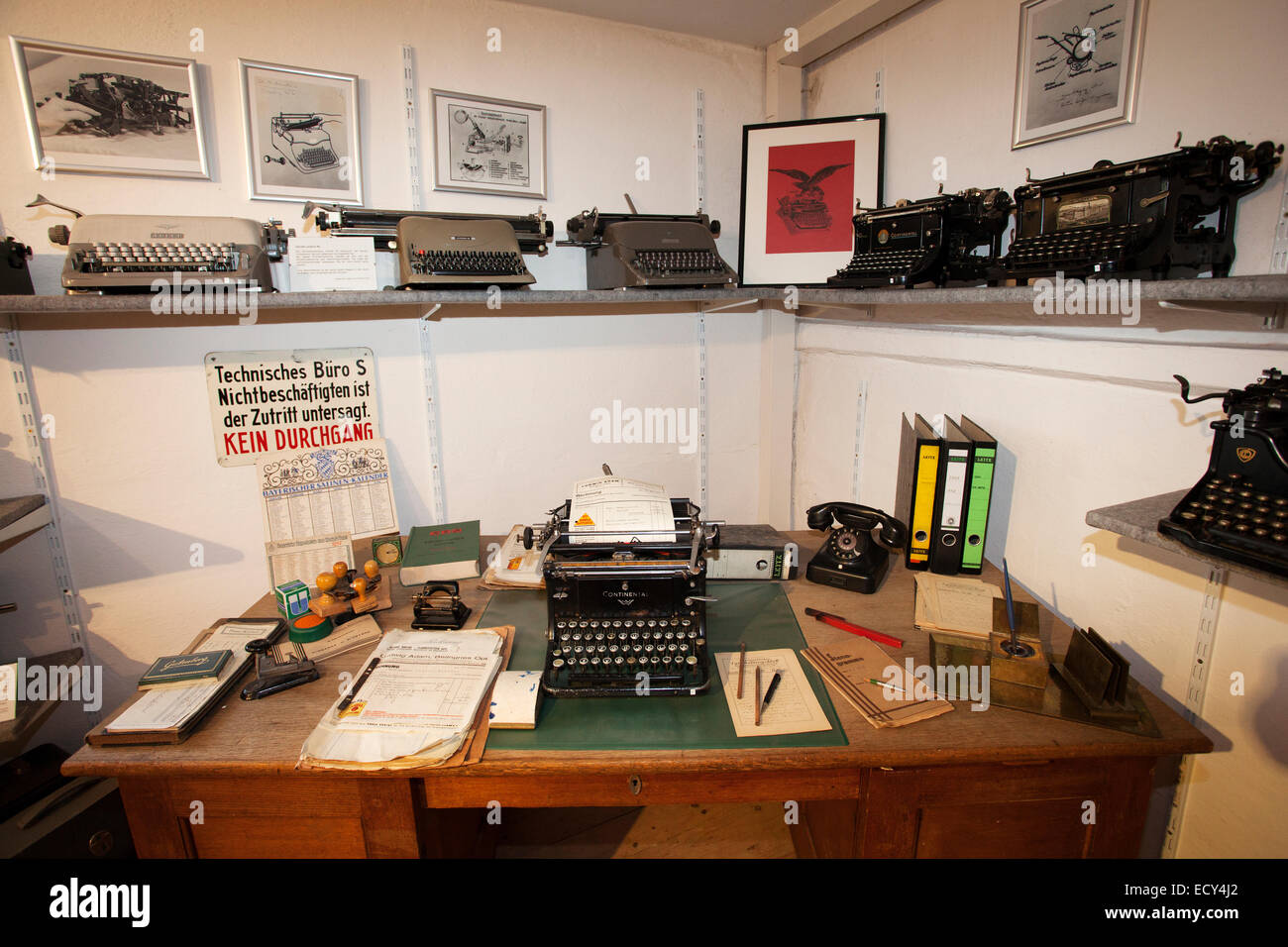Old office with typewriters, Museum of Technology Kratzmühle, Kinding