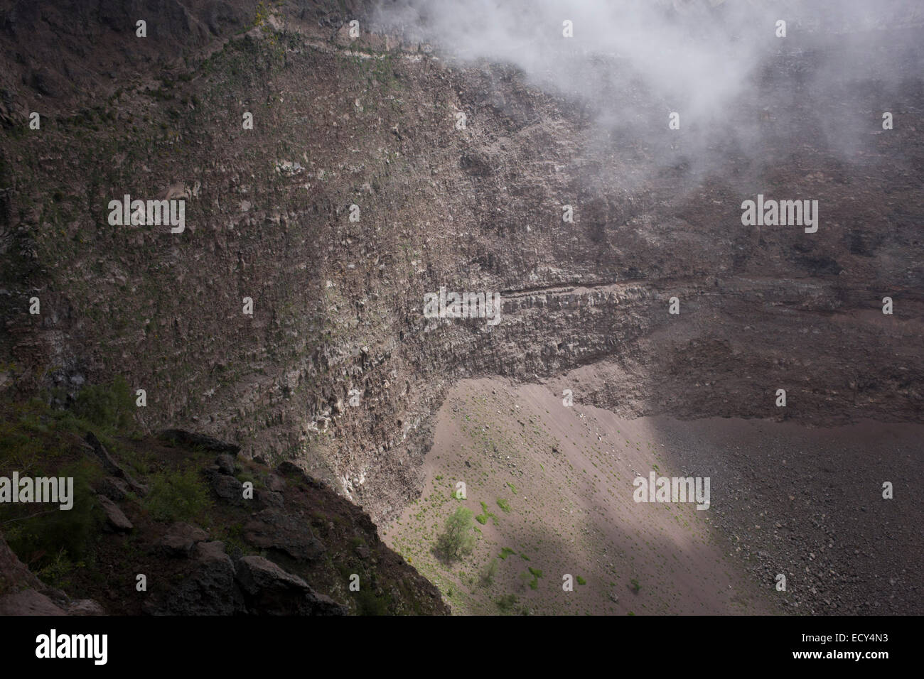 Crater geology on edge of dormant Vesuvius volcano, near Naples, Italy. Stock Photo