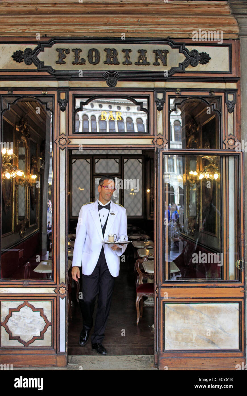Cafe Florian, coffee house, St Mark's Square, Venice, Veneto, Italy Stock Photo