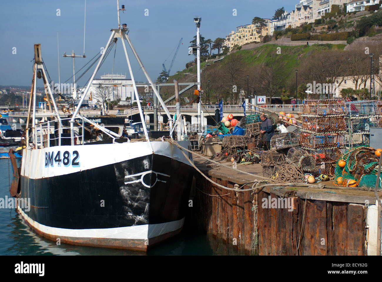 Fishing boat, Torquay harbour Stock Photo Alamy