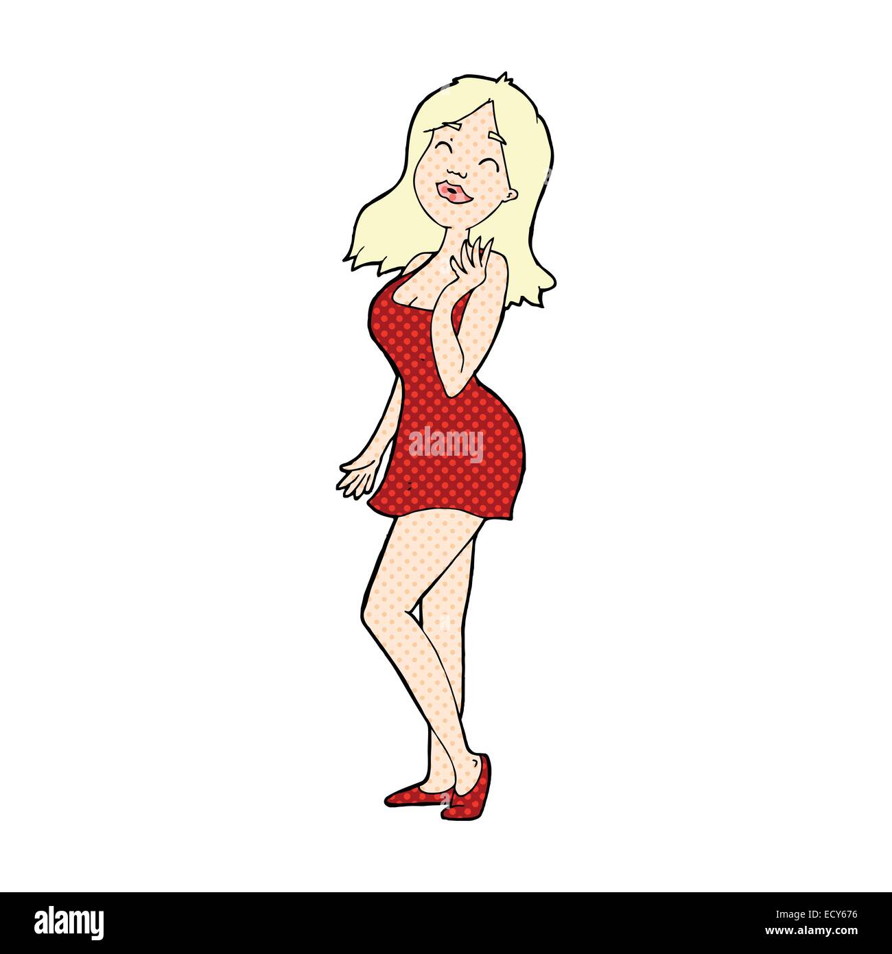 retro comic book style cartoon pretty woman in cocktail dress Stock ...