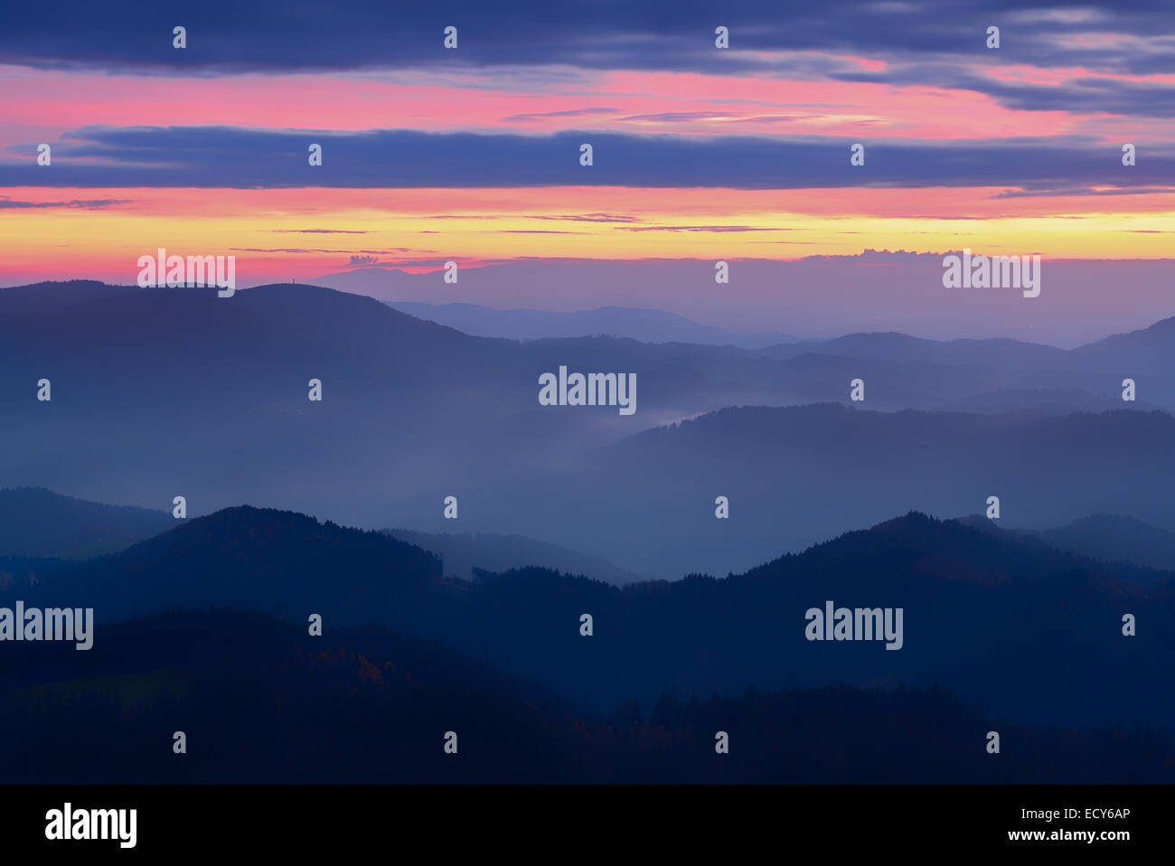 Sunrise in the Black Forest, Baden-Württemberg, Germany Stock Photo - Alamy