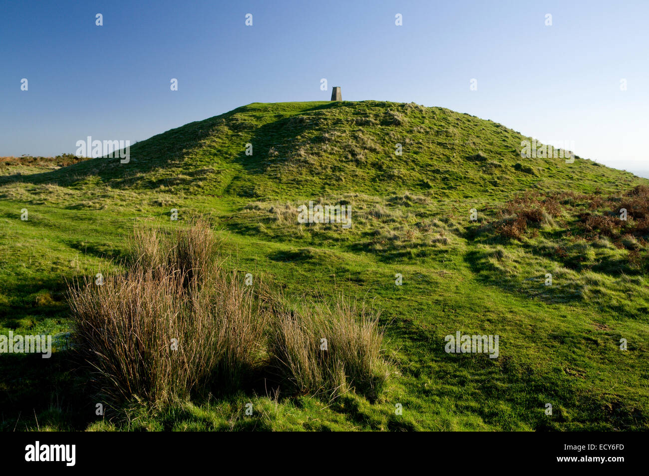 Tumulus on the top of the Garth Mountain above Taffs Well, South Wales Valleys, Wales, UK. Stock Photo