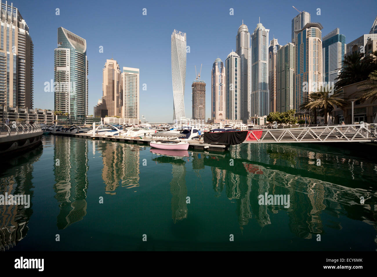 Marina and skyscrapers, Dubai Marina, Dubai, United Arab Emirates Stock Photo