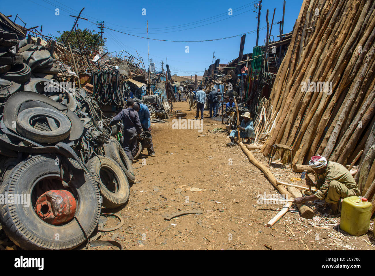 Old tyres for sale, Medebar market, Asmara, Eritrea Stock Photo Alamy