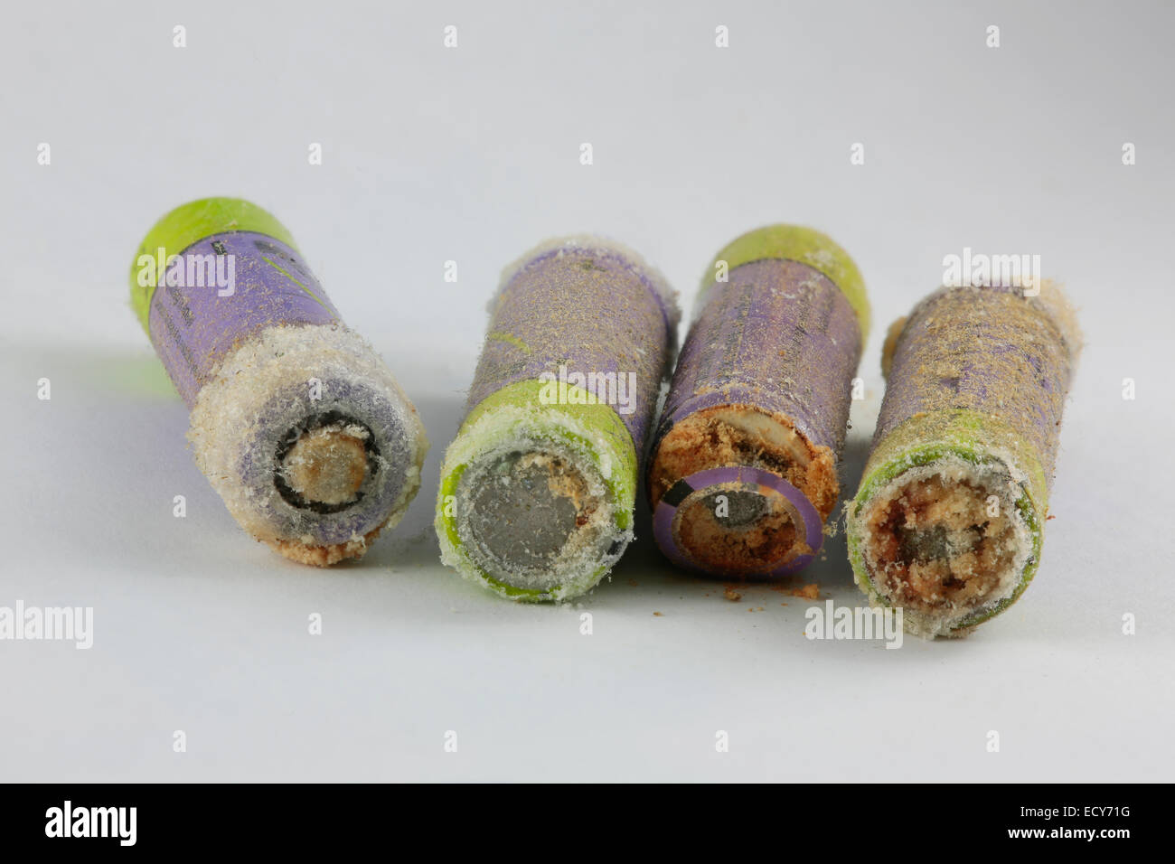 Old leaking batteries Stock Photo Alamy