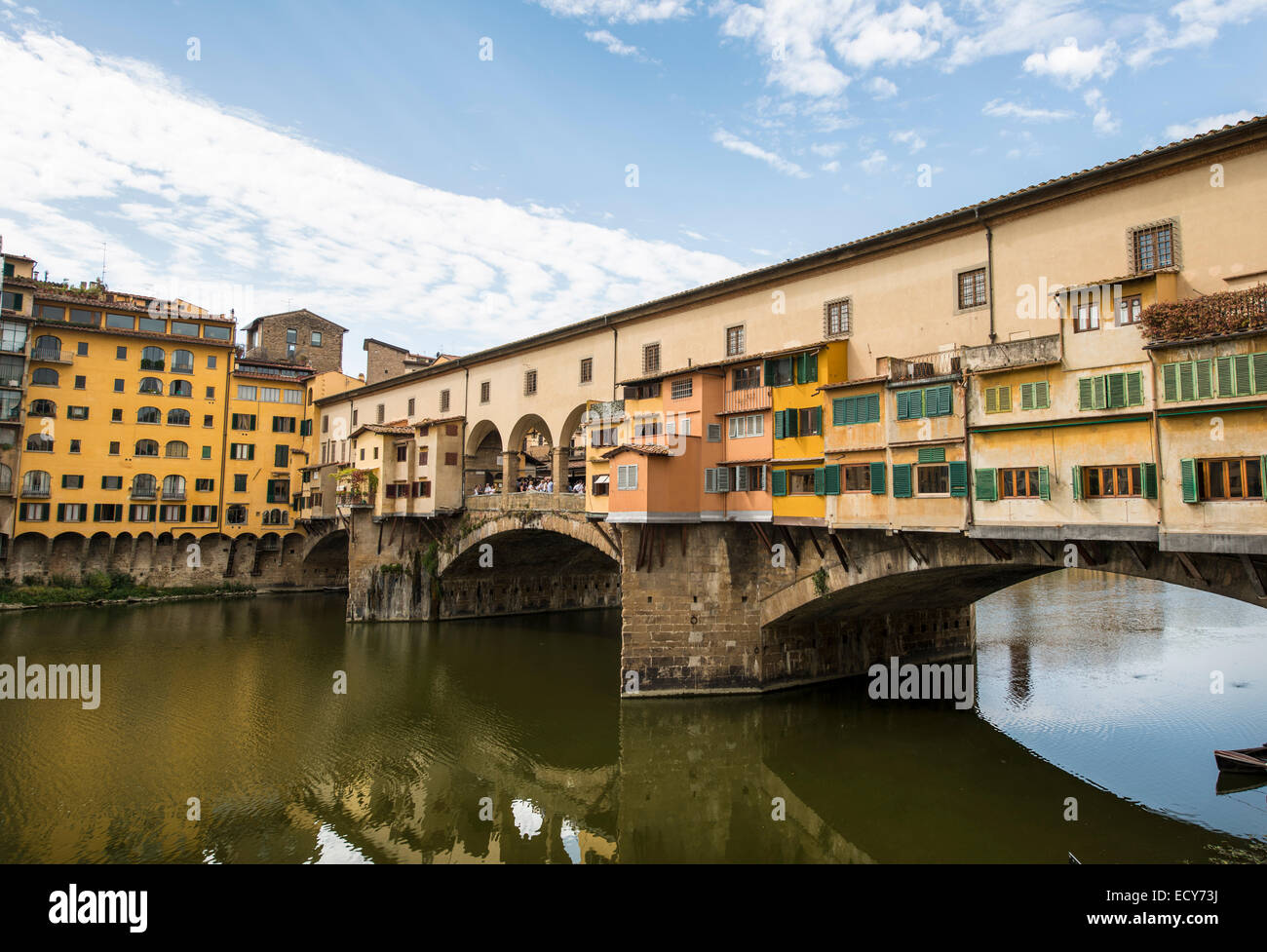 Historic centre of Florence with Ponte Vecchio over the Arno River, UNESCO World Heritage Site, Florence, Tuscany, Italy Stock Photo