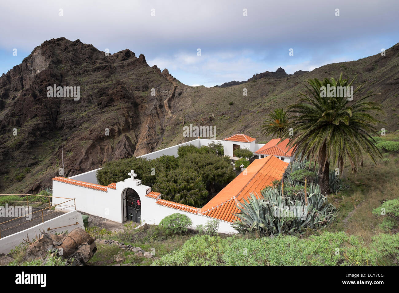 Cemetery, Taguluche, Valle Gran Rey, La Gomera, Canary Islands, Spain Stock Photo
