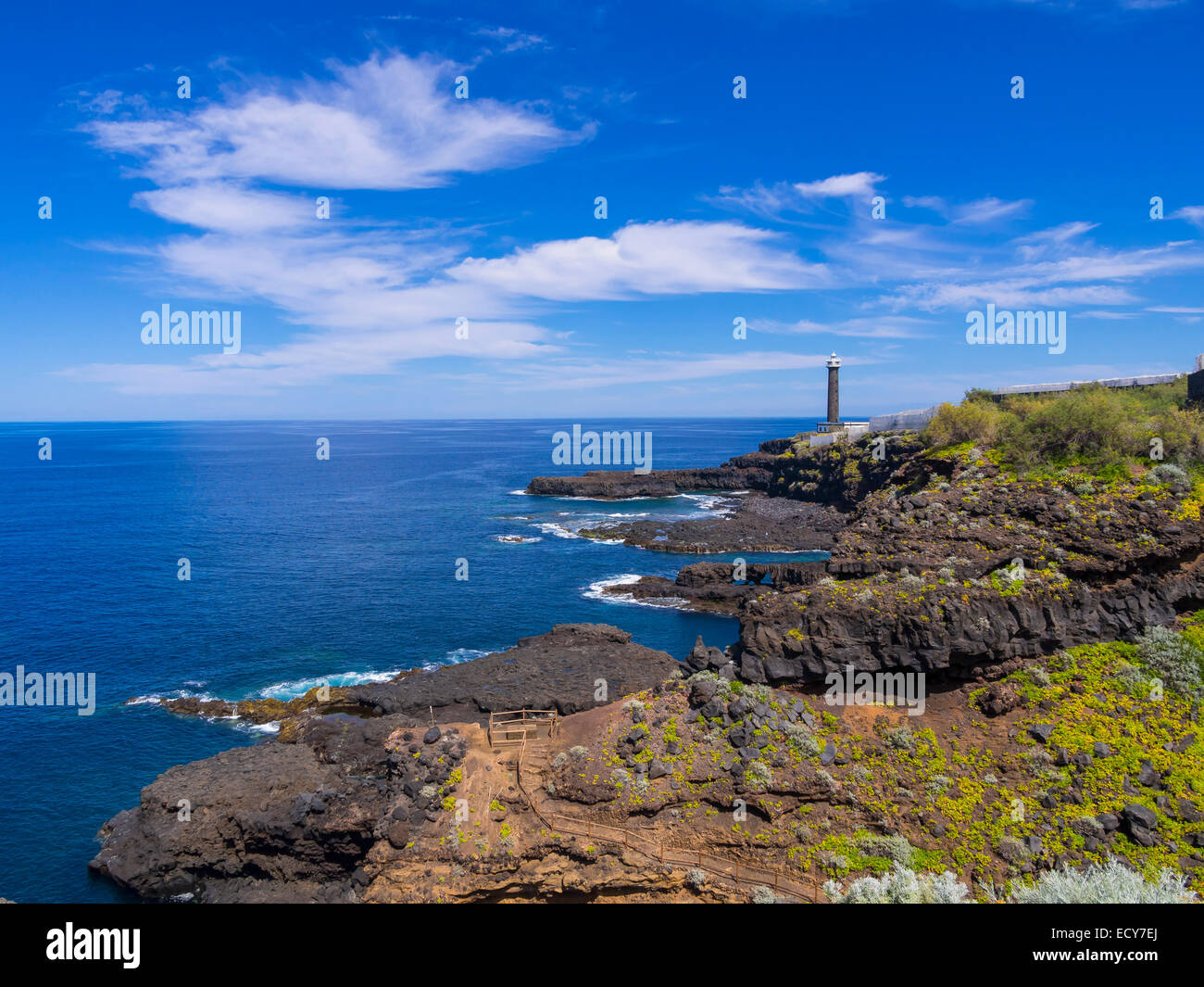 Lighthouse near Punta Talavera, La Fajana, Barlovento, La Palma, Canary Islands, Spain Stock Photo