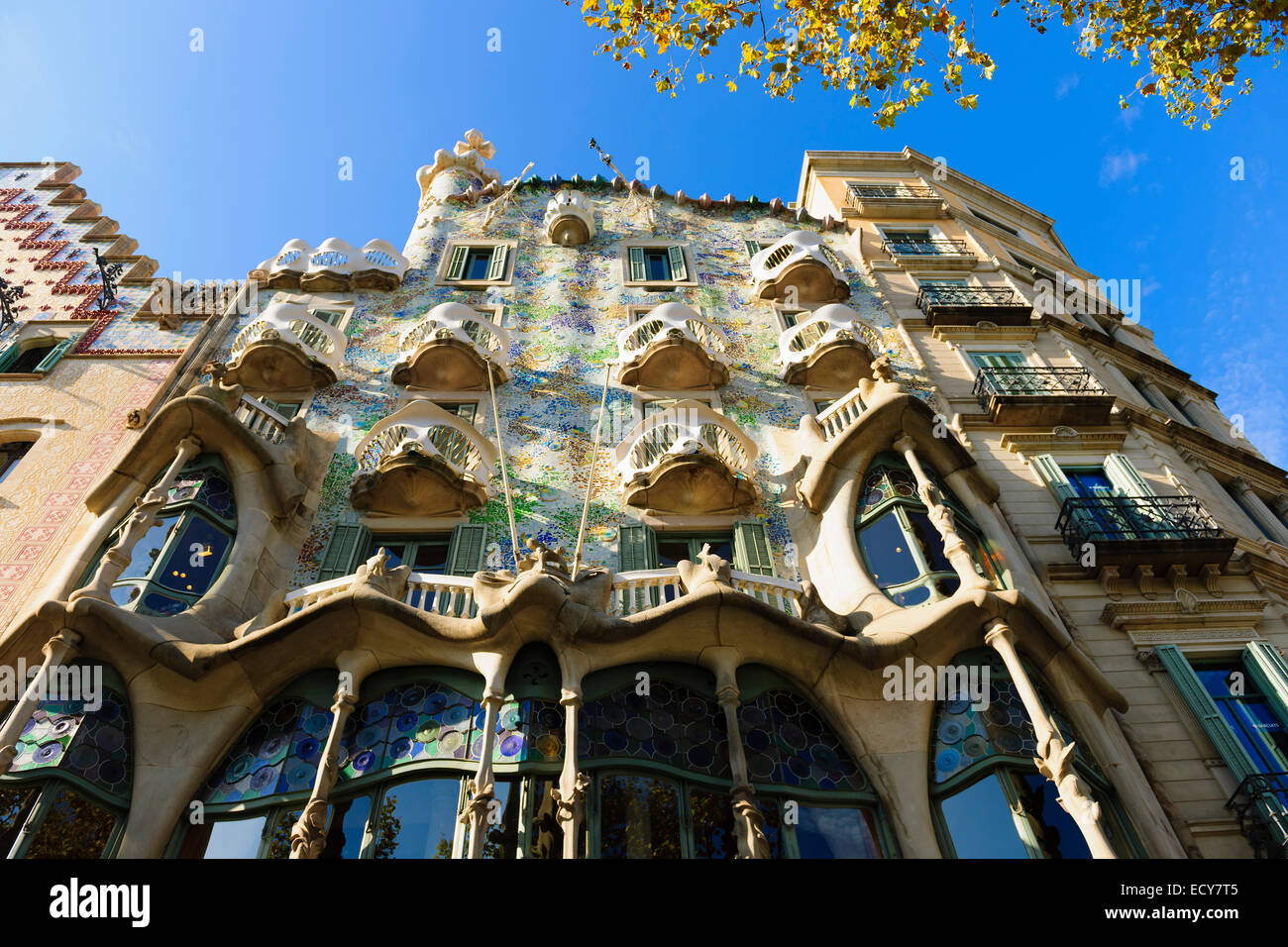 Façade of Casa Batlló, by architect Antoni Gaudi, Barcelona, Catalonia, Spain Stock Photo