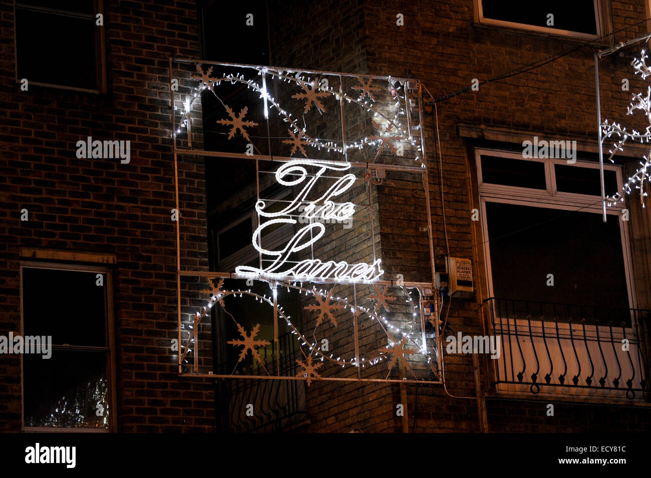 Brighton UK Christmas Lights at the entrance to the famous Lanes