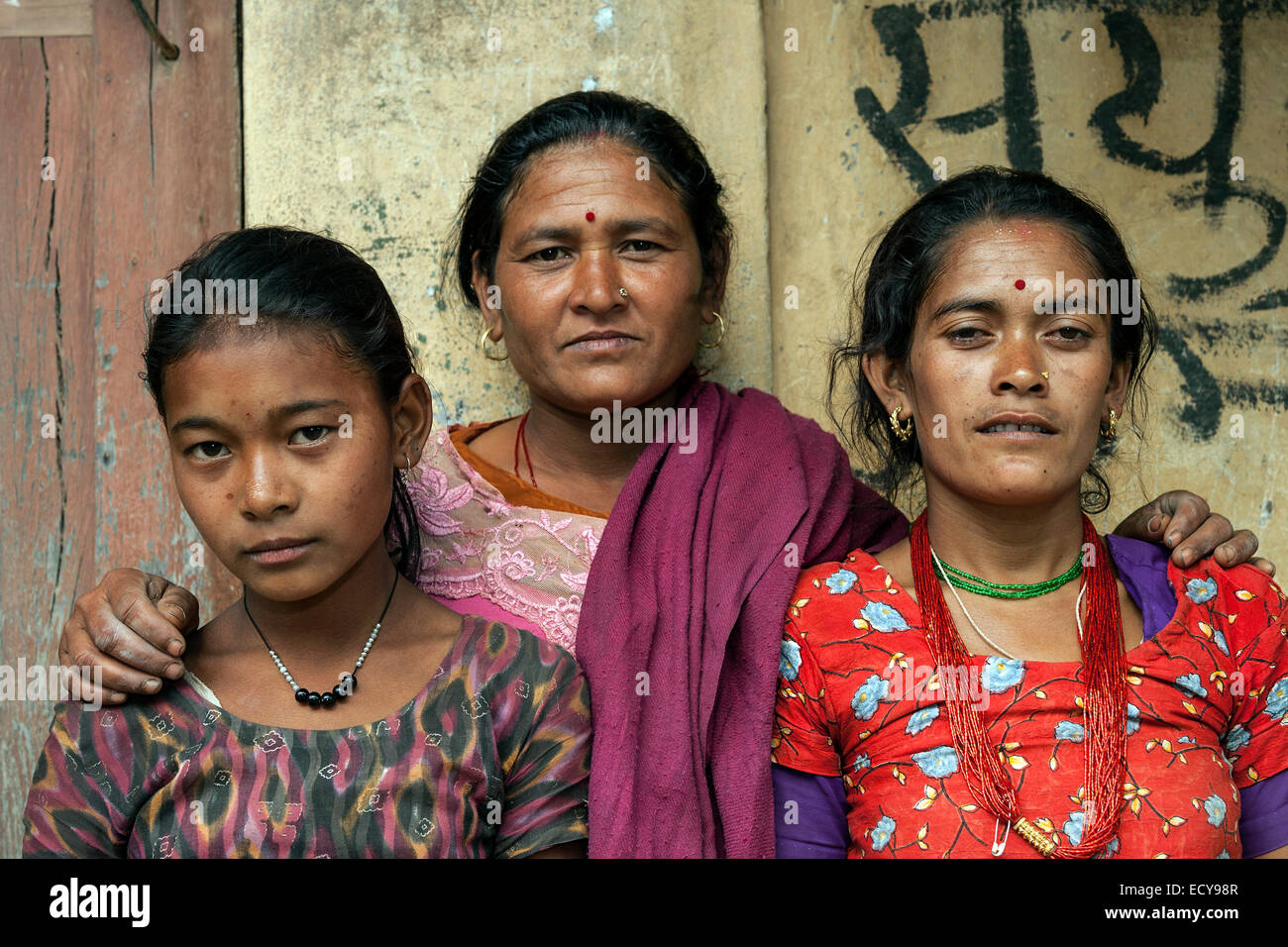 Nepalese women in traditional clothes, Kathmandu Valley, Nepal Stock