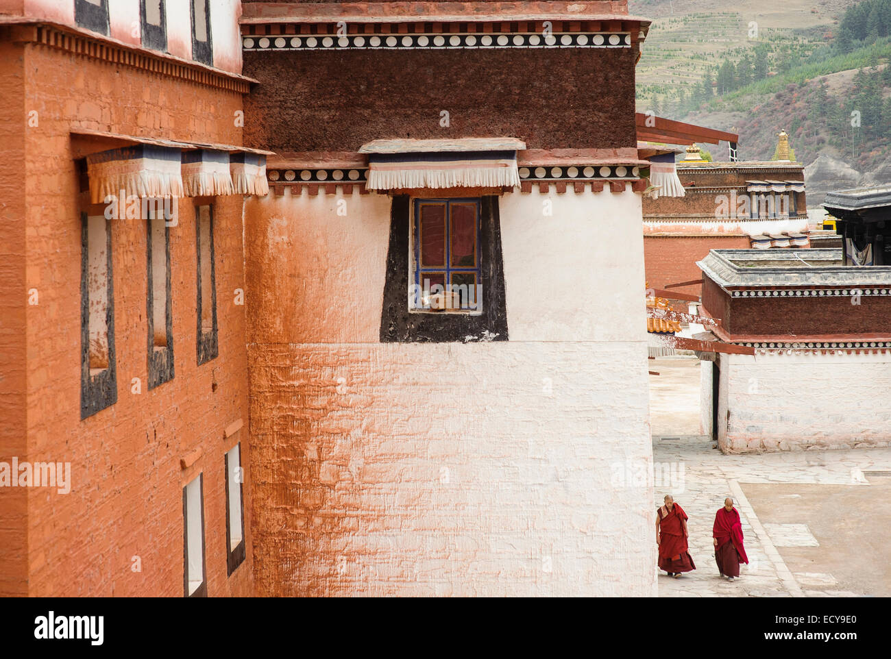 Monks at the Labrang Monastery, Gansu Province, China Stock Photo