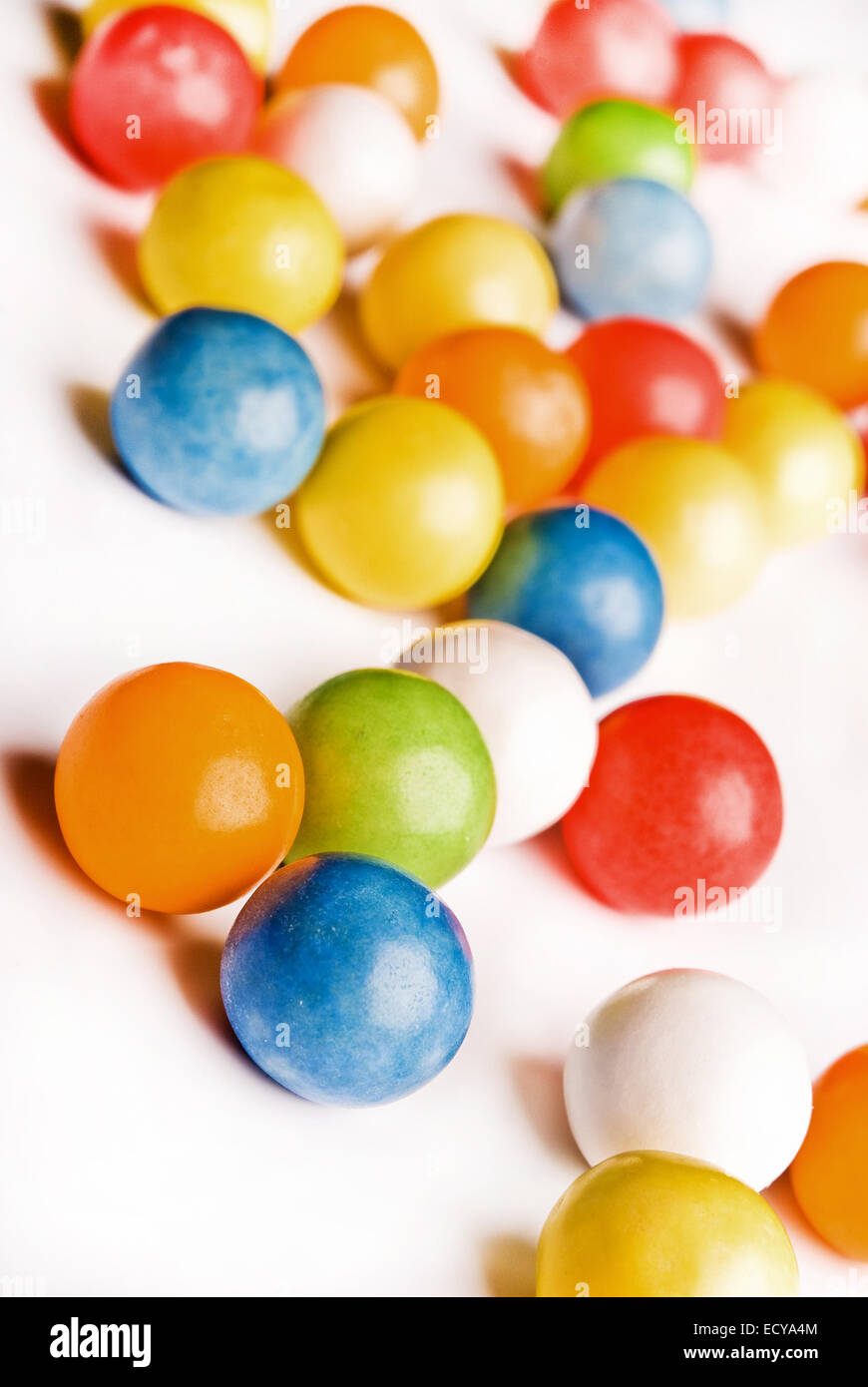 colorful gum-balls on a white background Stock Photo