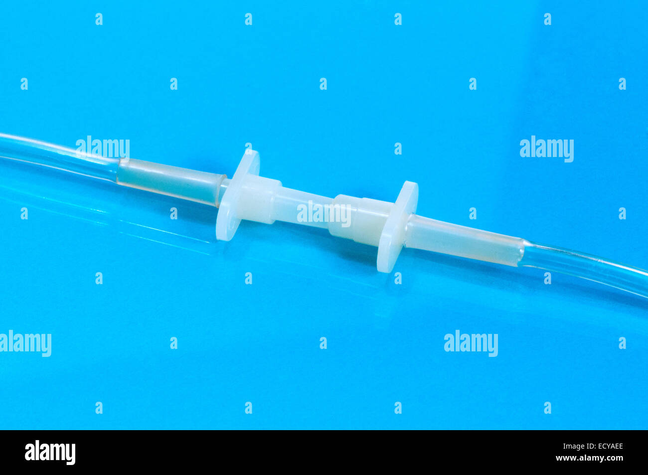 Intravenous line connectors. Stock Photo