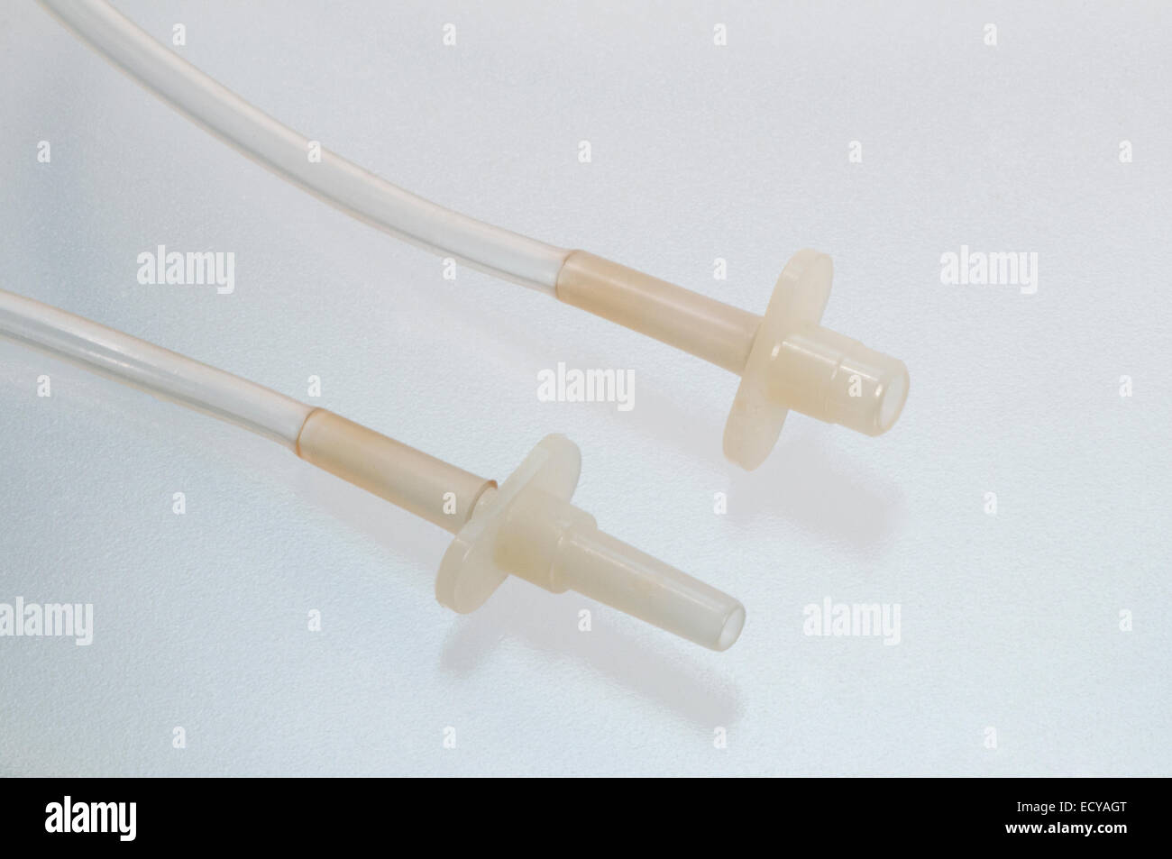 Intravenous line connectors. Stock Photo