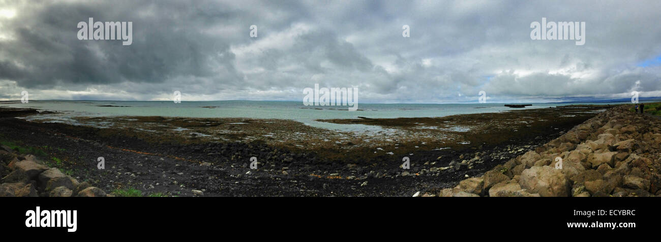 Panoramic view of rocky rural beach - Smartphone Captured Stock Image