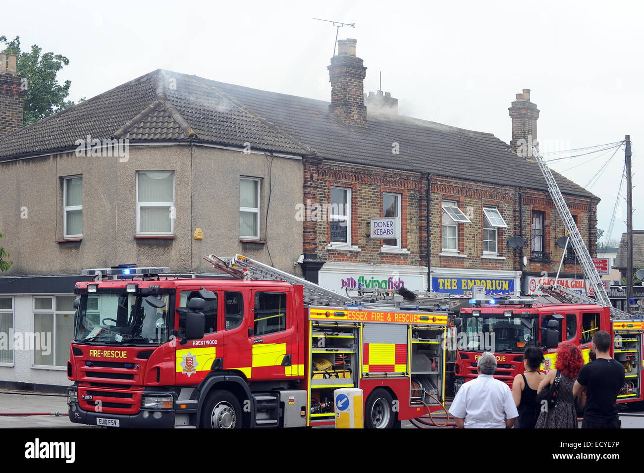 Firefighters attend to a fire on Warley Hill in Brentwood Where