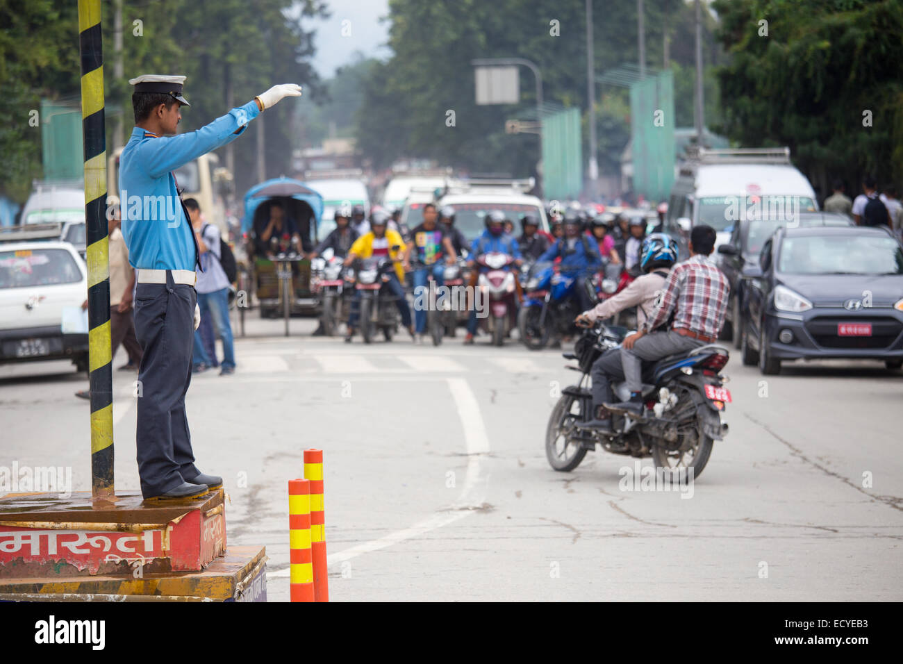 Traffic control in Kathmandu, Nepal Stock Photo