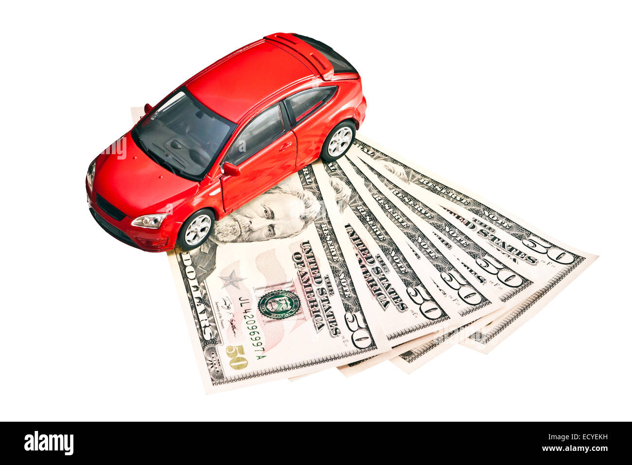 Car and money. Concept for buying, renting, insurance, fuel, service and repair costs Stock Photo
