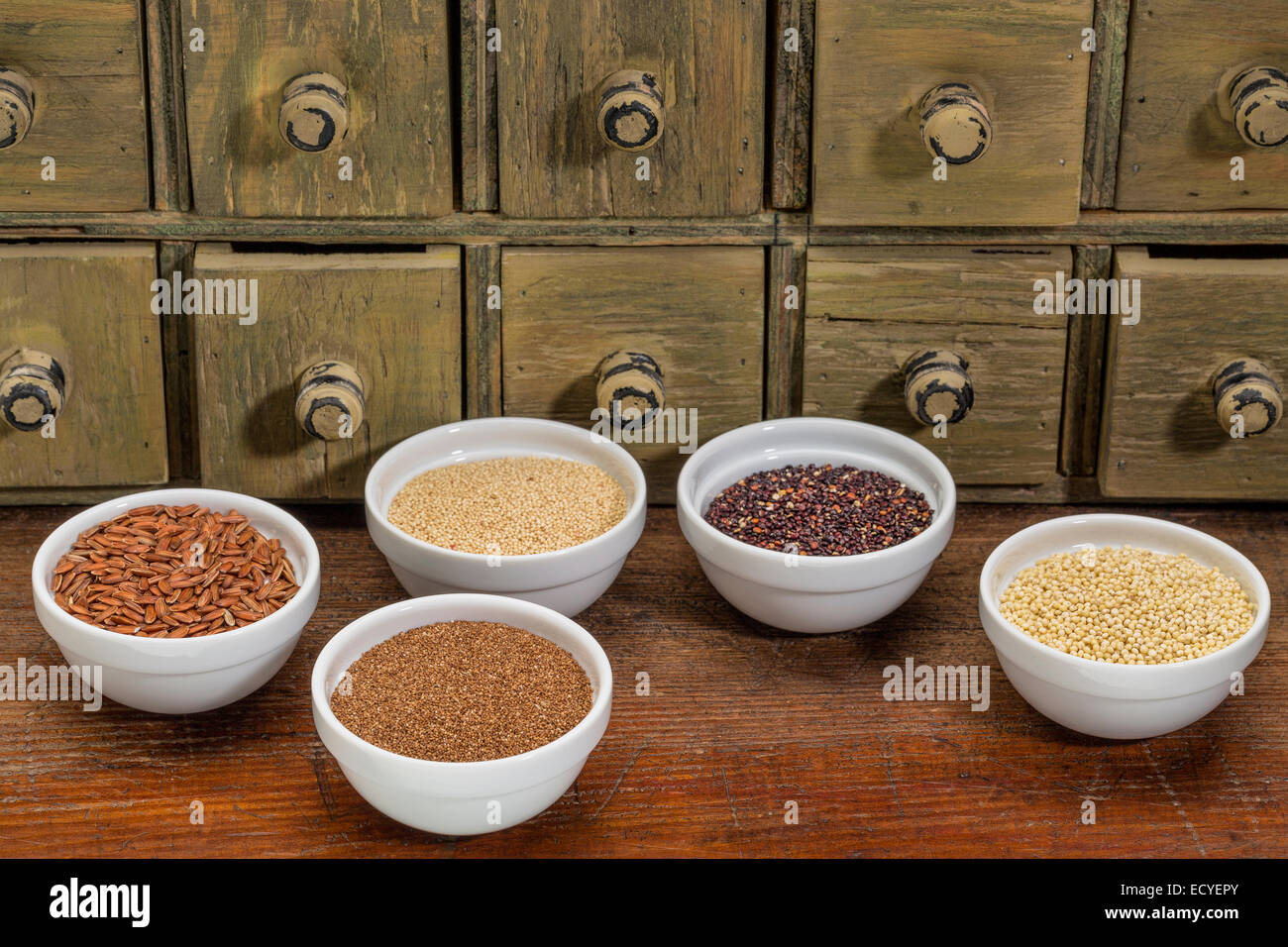 gluten free grains (amaranth, millet, quinoa, brown rice, teff in small