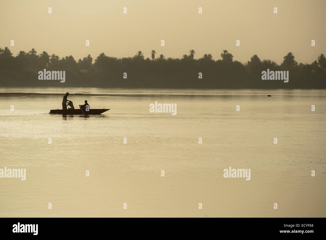Sunrise on river Nile, Sudan Stock Photo