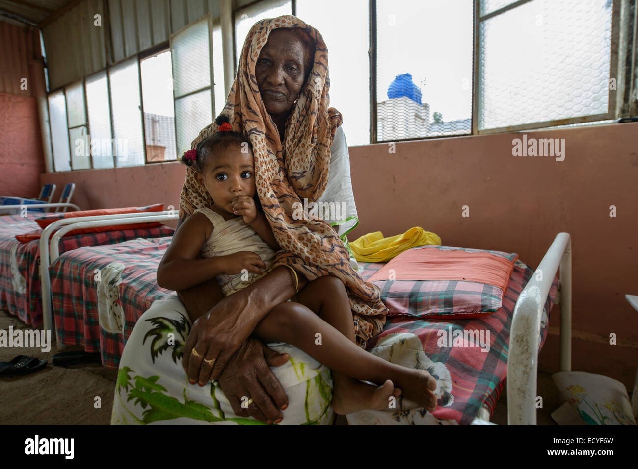 Grandmother and granddaughter  in Al Qadarif, Sudan Stock Photo