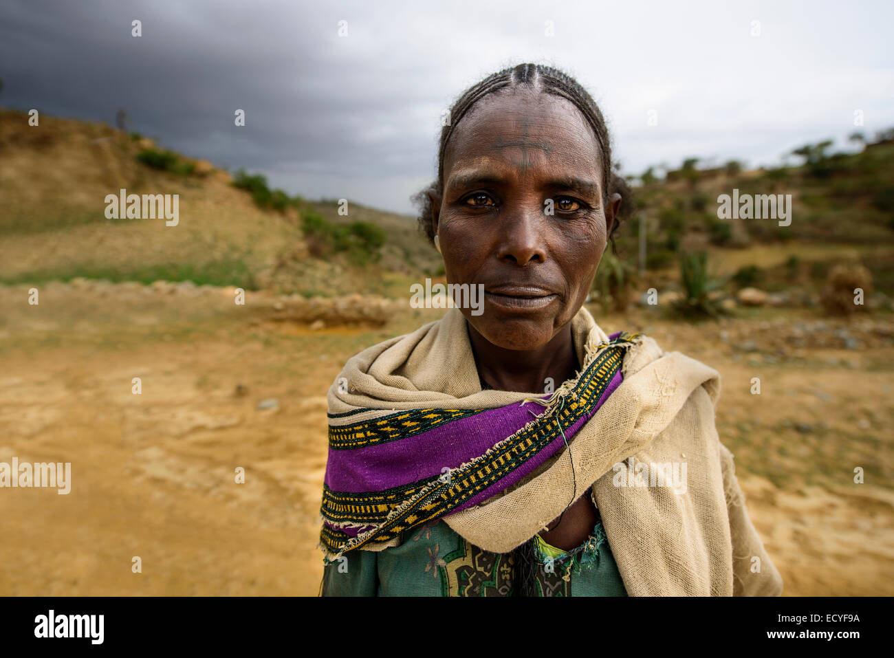 Tigrayan women with typical Ethiopian orthodox tattoos on foreheads