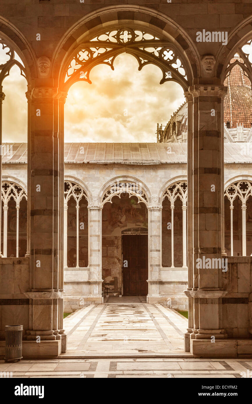 Ornate arches of cathedral, Pisa, Tuscany, Italy Stock Photo