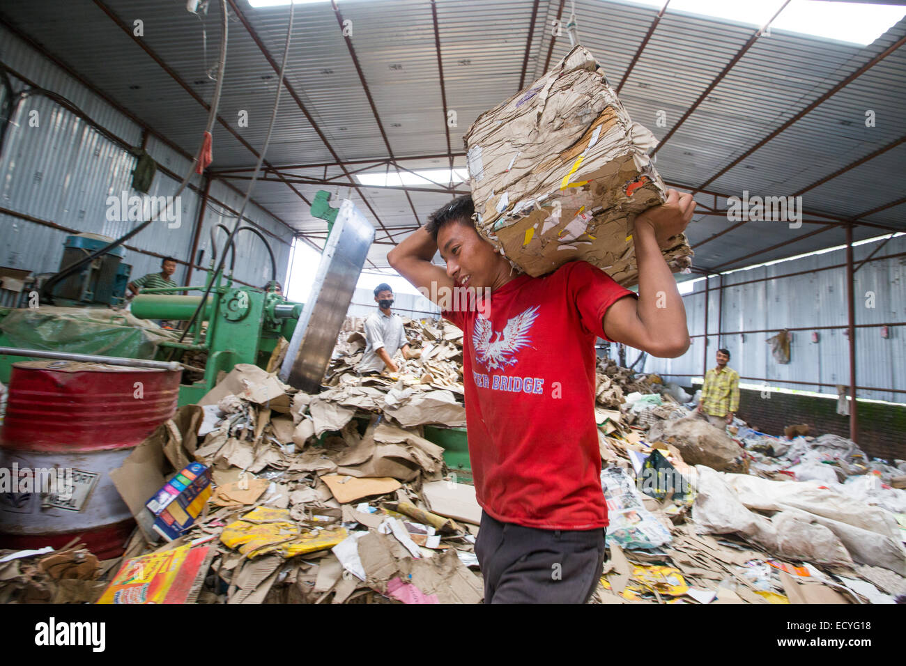 Processing recycled waste in Kathmandu, Nepal Stock Photo