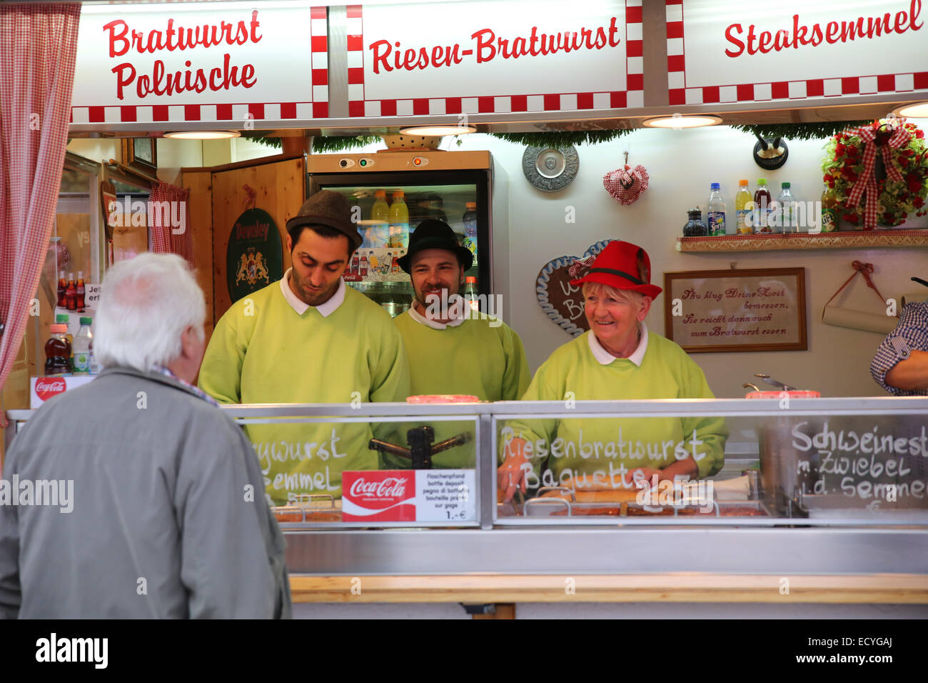 bratwurst german sausage vendor Oktoberfest festival munich germany Stock Photo