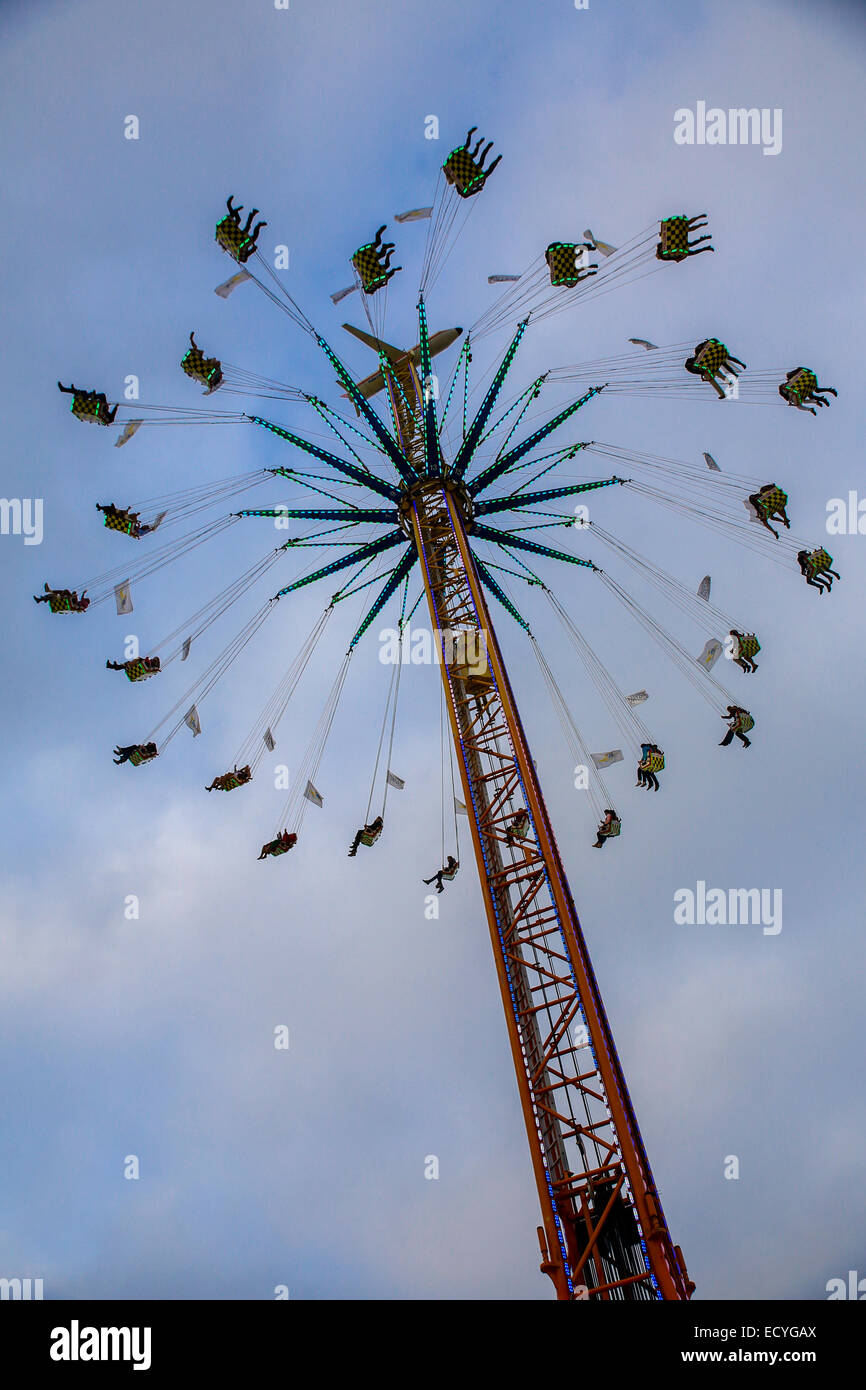 fairground ride fun swing chair thrill fun Stock Photo