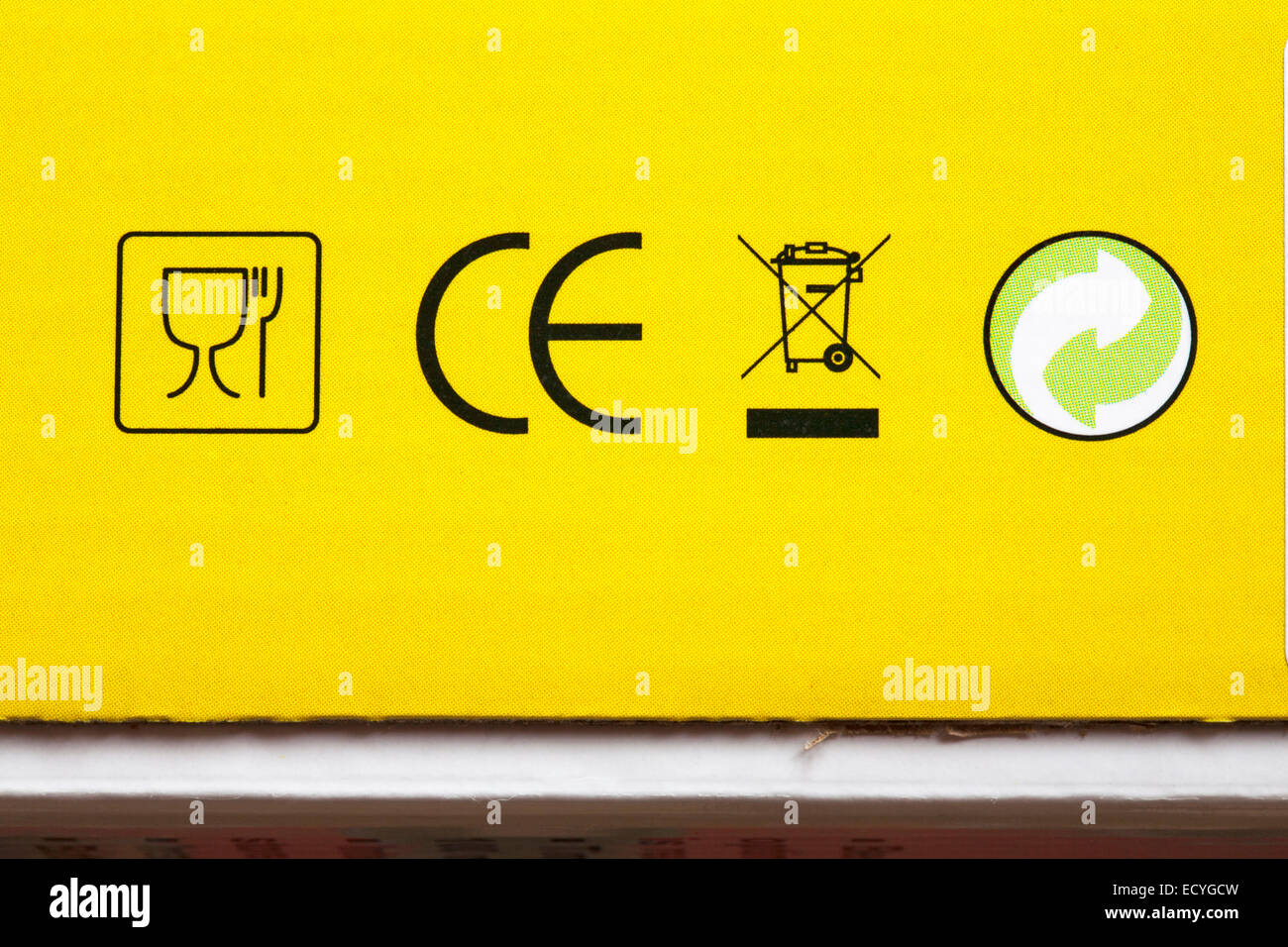 symbols on box CE marking logo mark, material is approved for food