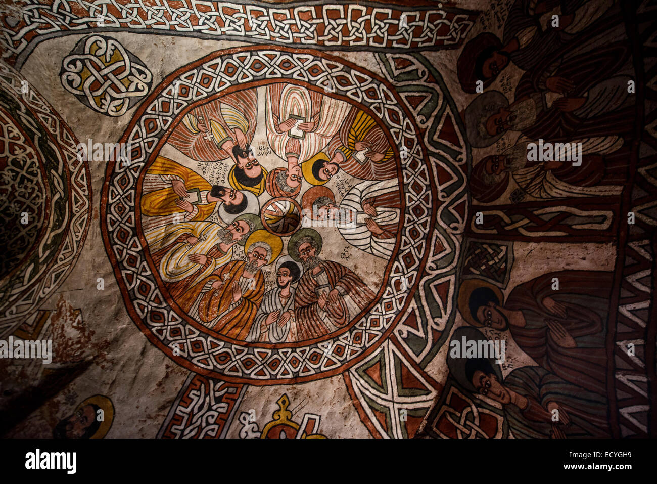 Frescoes of Abuna Yemata rock-hewn church,Tigray, Ethiopia Stock Photo