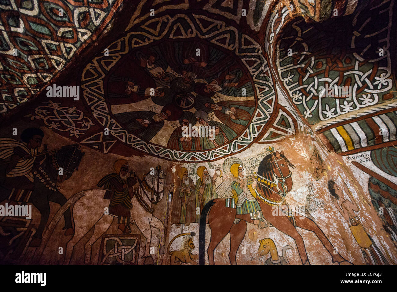 Frescoes of Abuna Yemata rock-hewn church,Tigray, Ethiopia Stock Photo ...